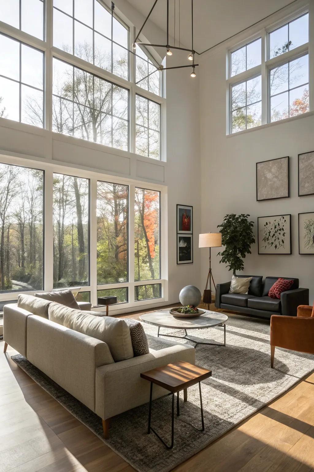 A living space swimming in natural light, making you want to kick back and stay awhile.
