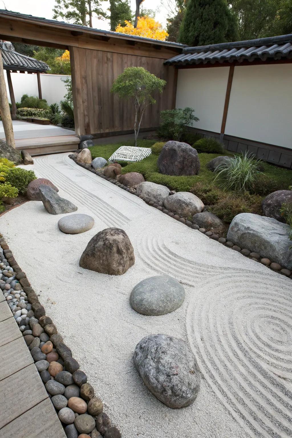 Find serenity in your personal backyard using a peaceful Zen garden design.