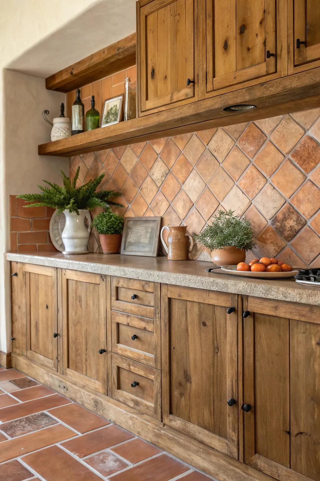 Earthenware facings imbue coziness and character.