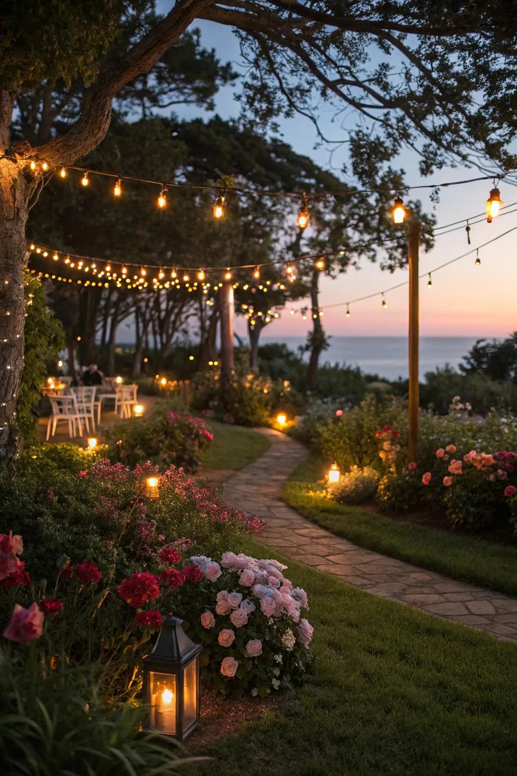 Remodel your garden with entrancing nighttime lighting.