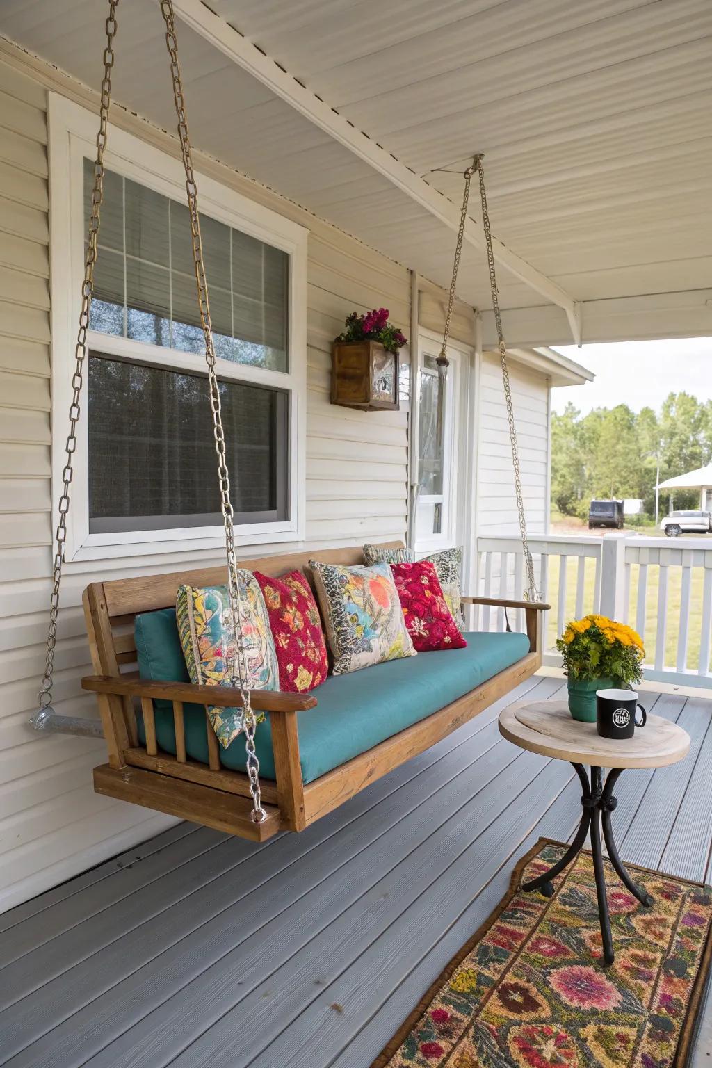 A swing introduces an element of calm to your deck.