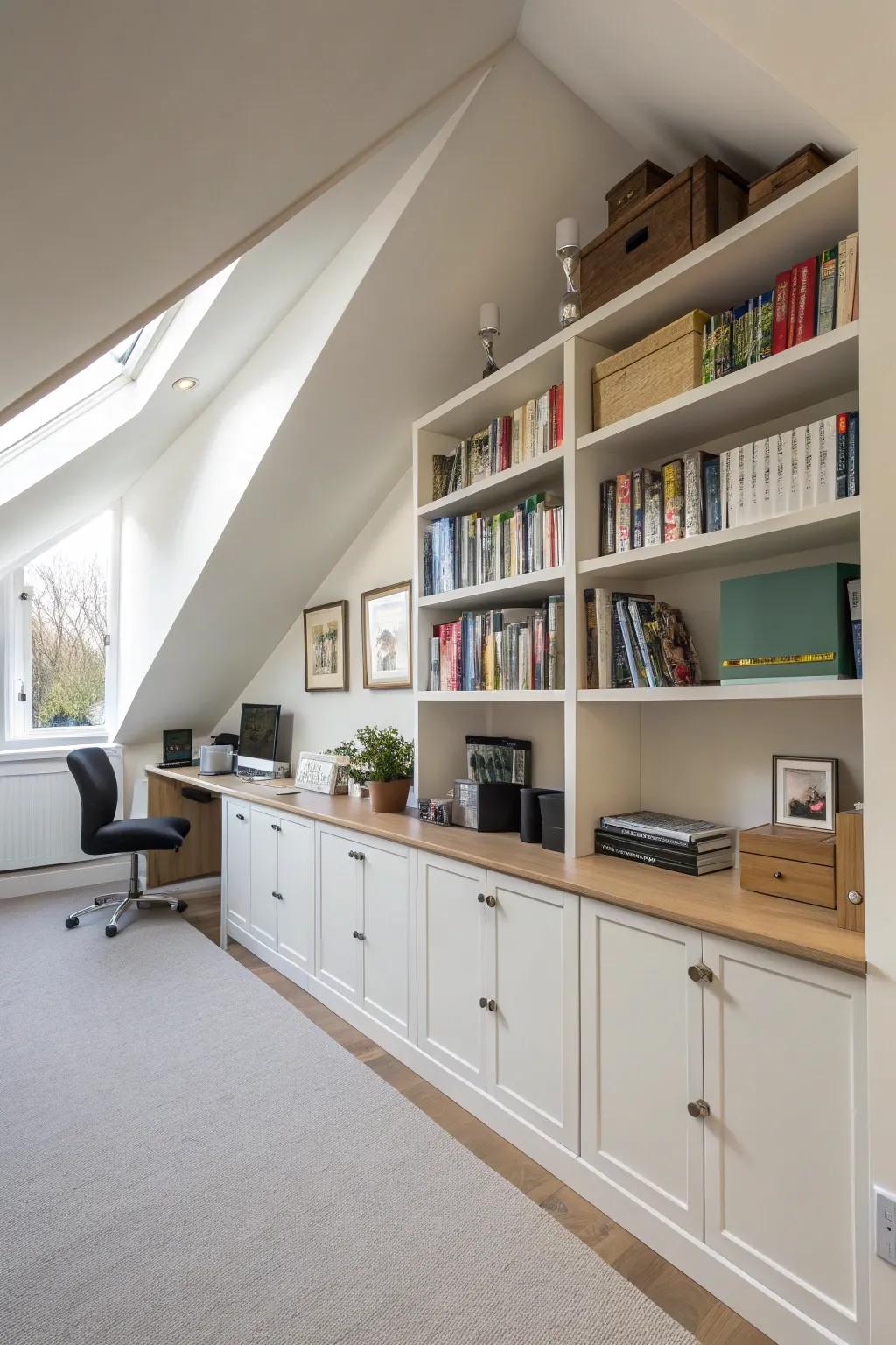 Using custom shelving, every square inch is used