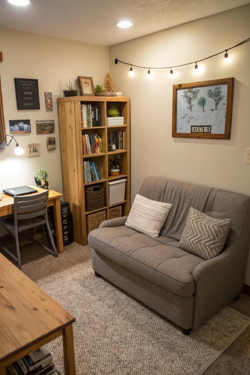 Small-scale seating optimizes area and utility.