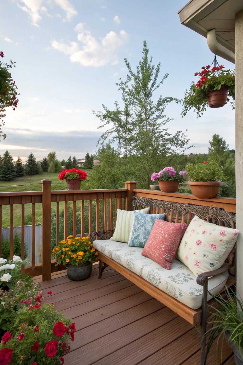 A cozy bench provides the perfect reading nook.