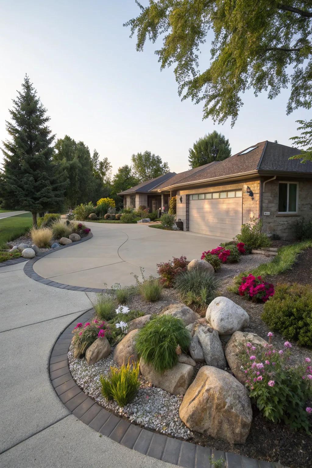 A circular driveway maximizes space and adds visual interest.