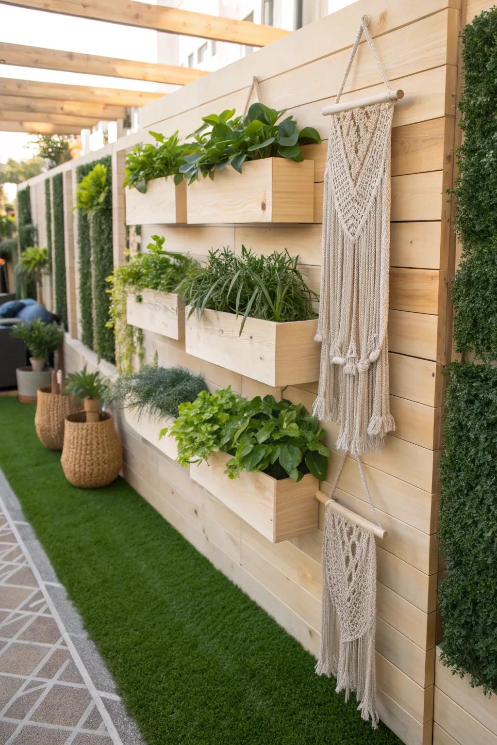 Elevate your garden space with a minimalist vertical garden wall that blends natural beauty and effortless charm.