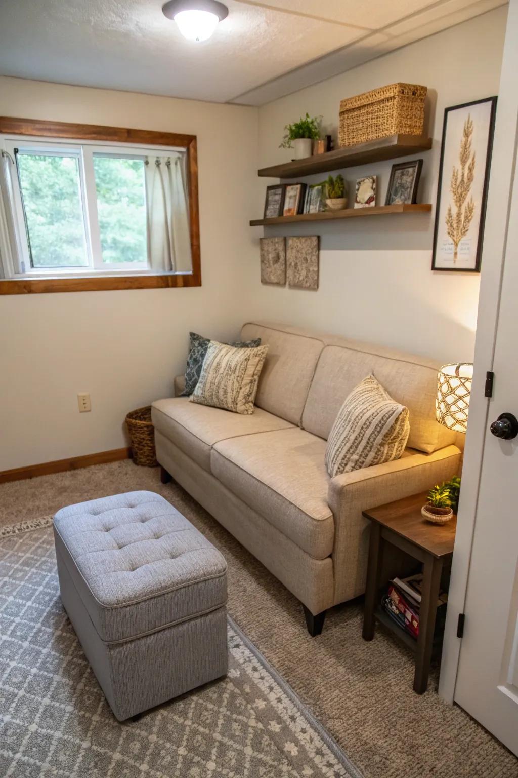 Multipurpose furniture maximizes functionality in compact spaces.