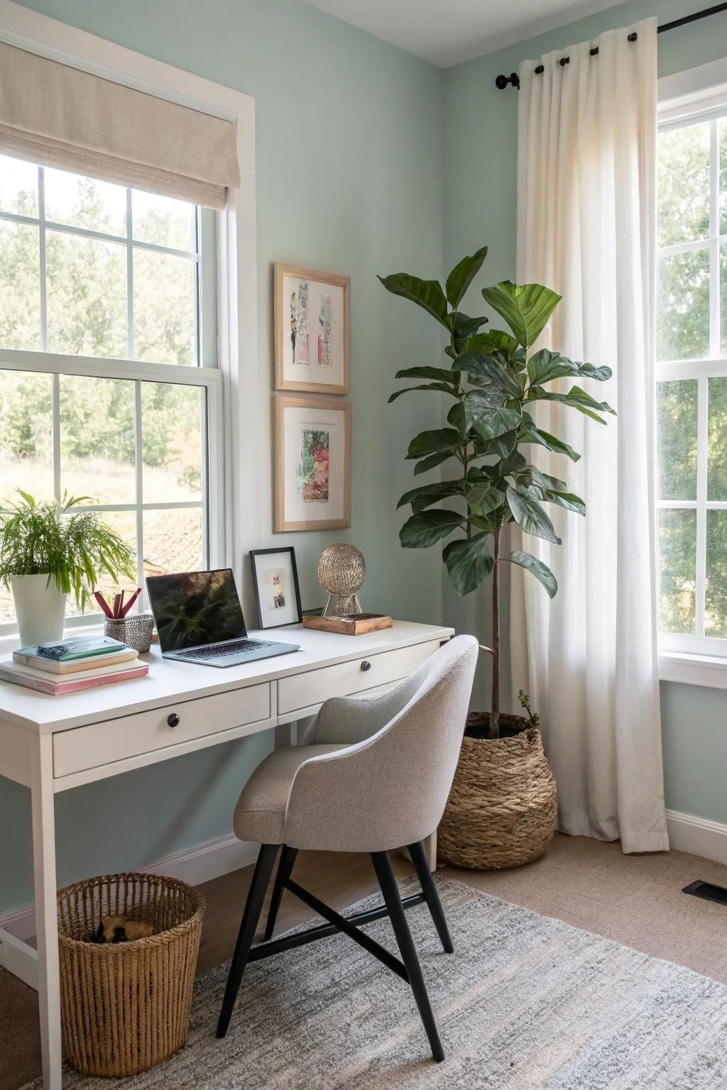 A hint of greenery breathes vitality into your office setting.