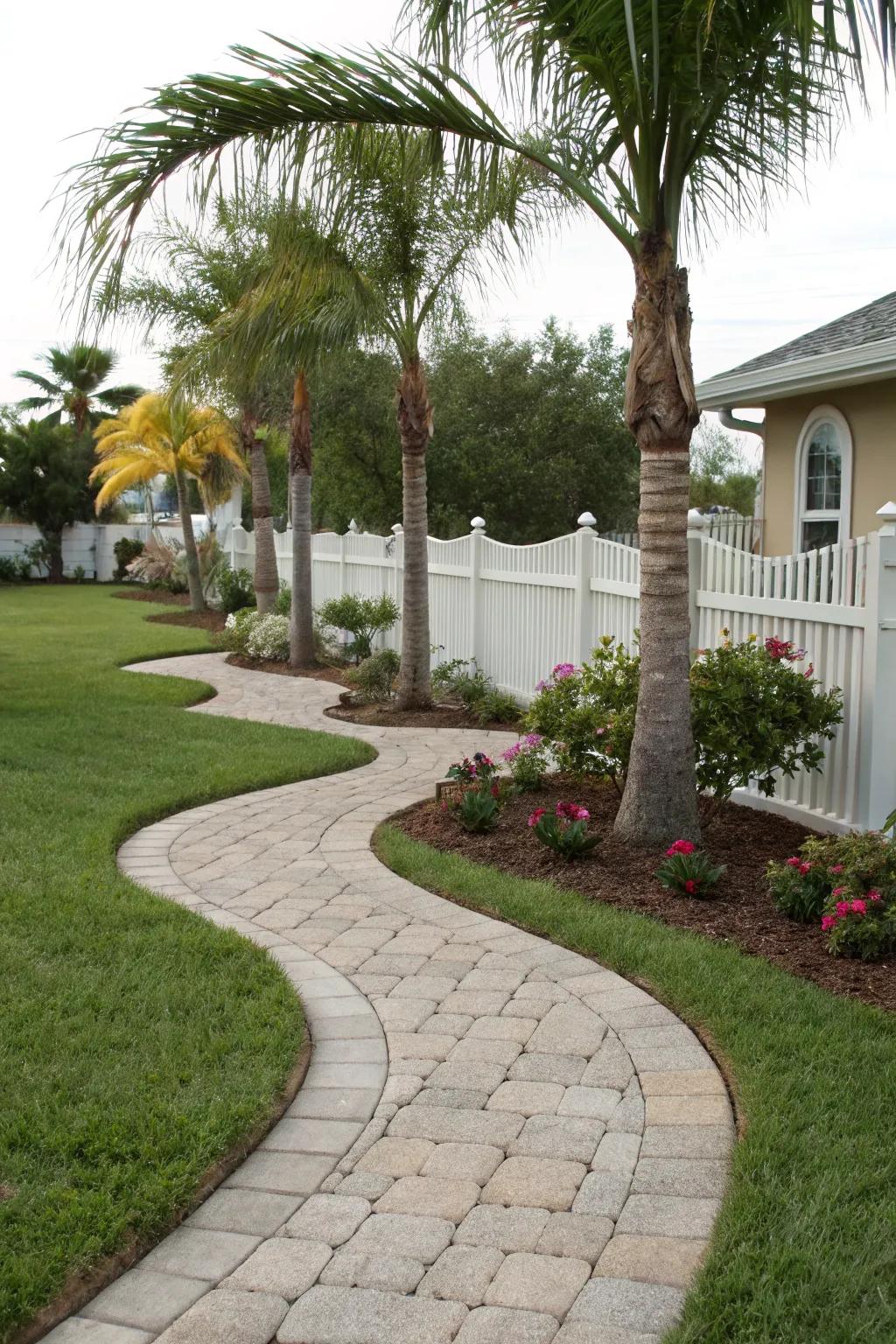 Curved pathways create an inviting journey through your garden.