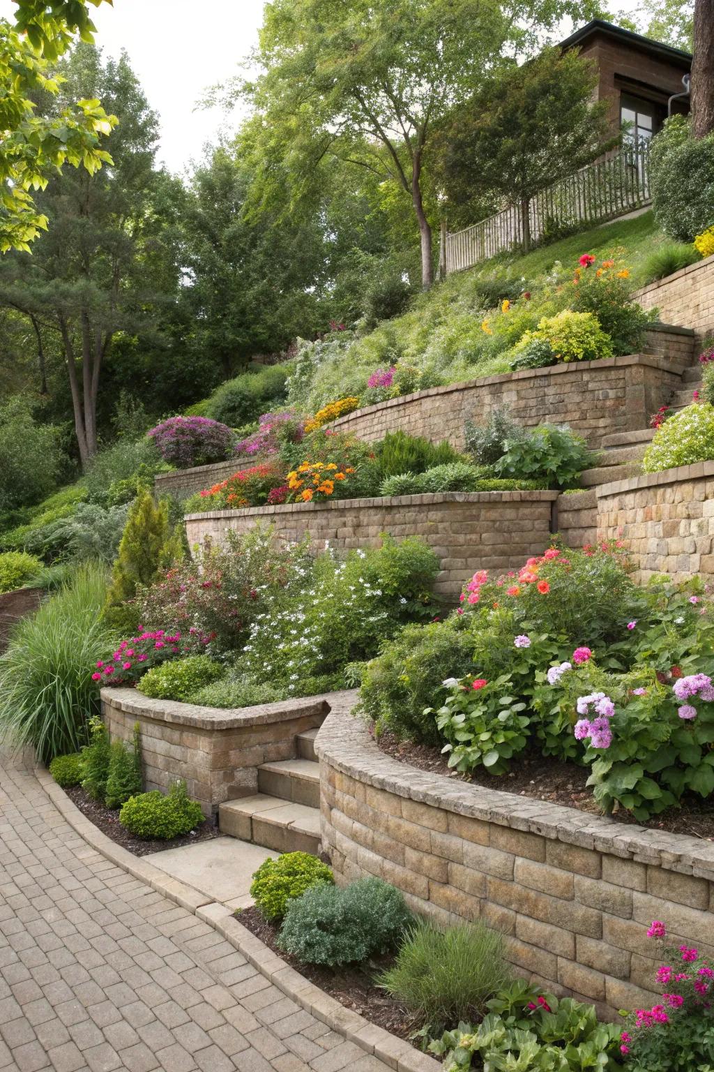 Tiered gardens amplify space and enrich your landscape's dimension.