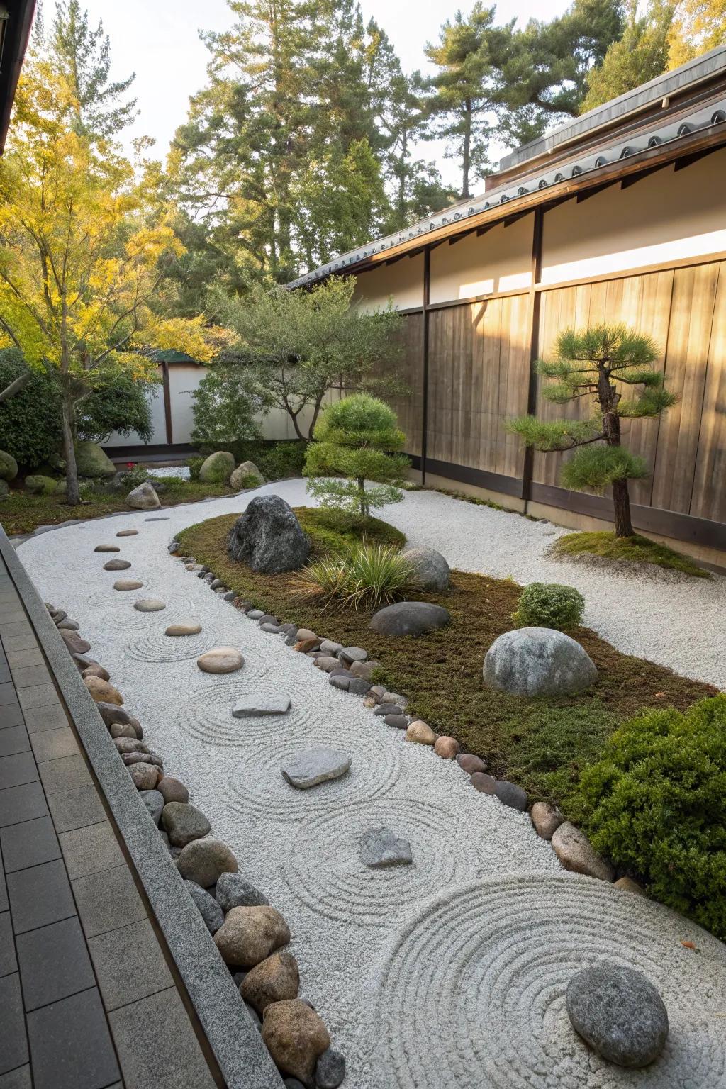 A serene Zen space showcasing tiny rocks and a soothing arrangement.