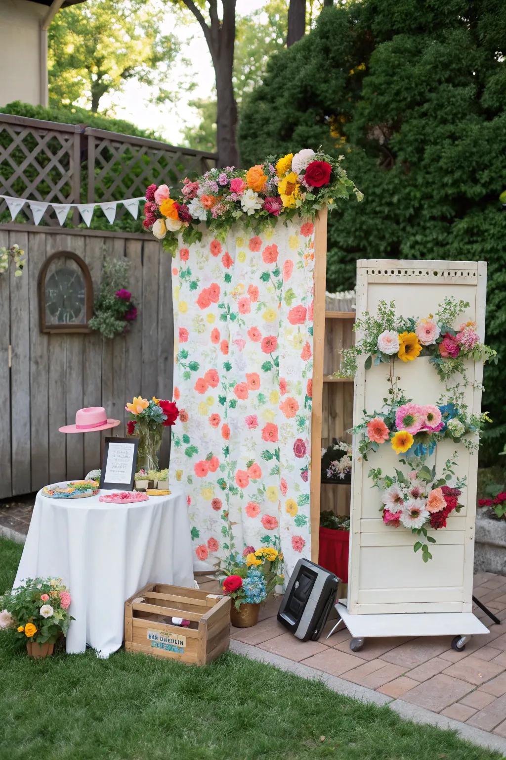 Seize precious memories with a fanciful garden-themed photo booth.