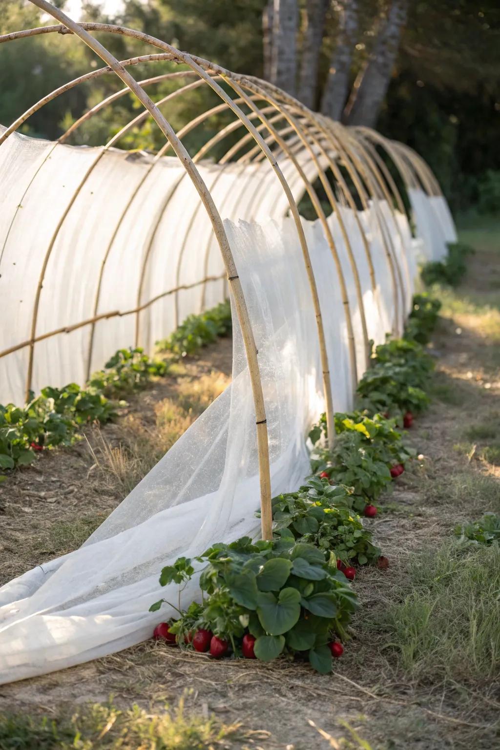 Transform your garden into a whimsical retreat with these stunning arched strawberry tunnels, blending minimalist elegance with boho charm.