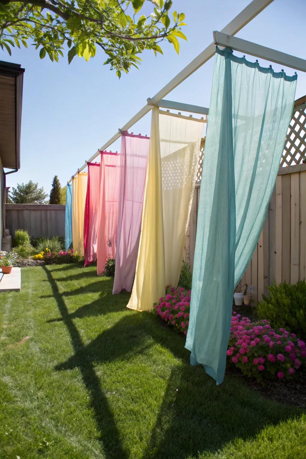Textile screens add a splash of color and privacy to any outdoor setting.