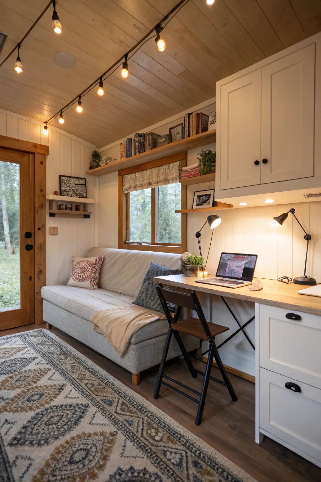 Smart furniture choices maximize functionality in small spaces.