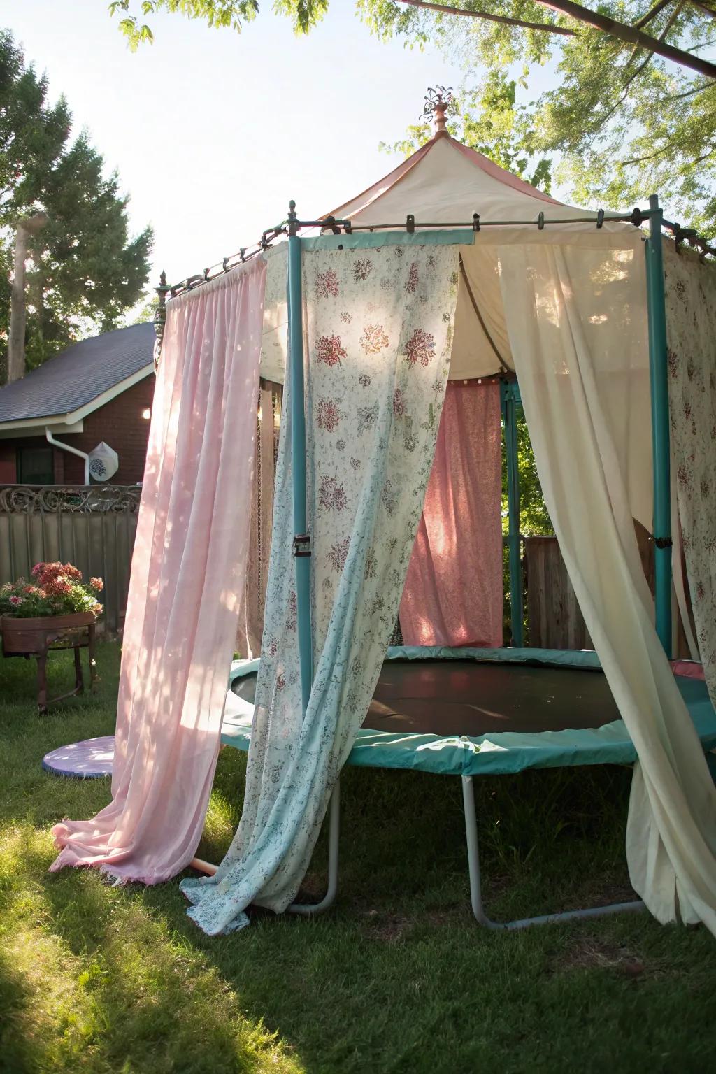 A hidden world awaits beneath the trampoline – where dreams and adventures come to life.