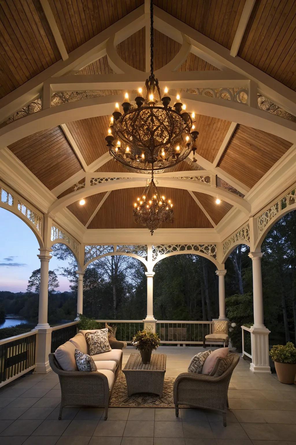 Enhance your porch with elegant lighting fixtures.