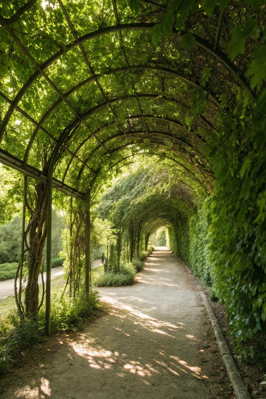 A verdant living passage cultivates an ethereal garden experience.
