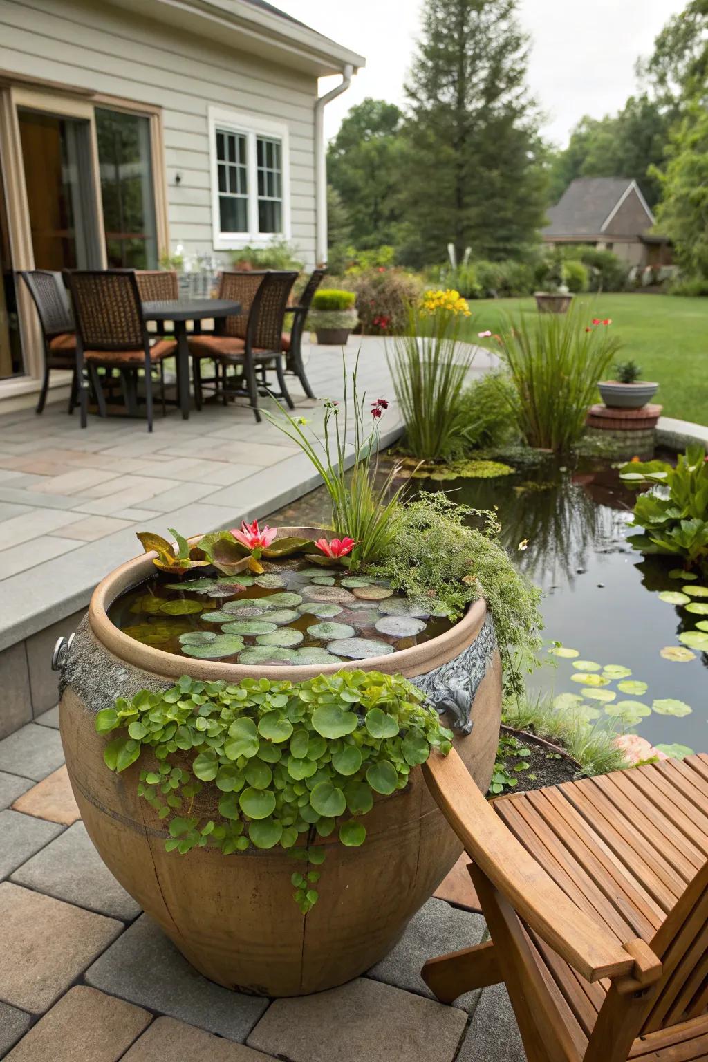 Personal water gardens introduce nature to smaller settings like patios and balconies.