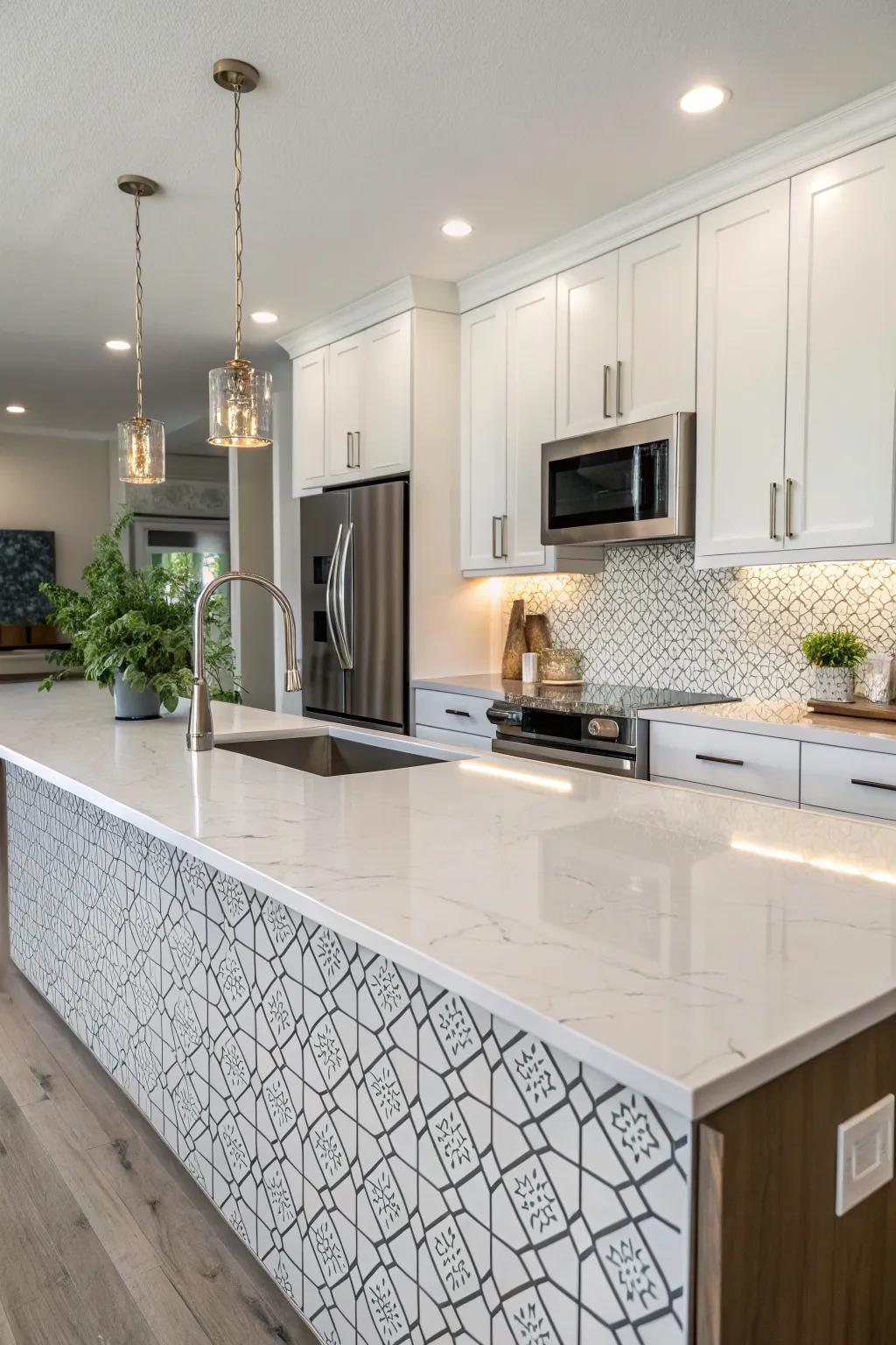 Quartz countertops provide a seamless blend of style and functionality.