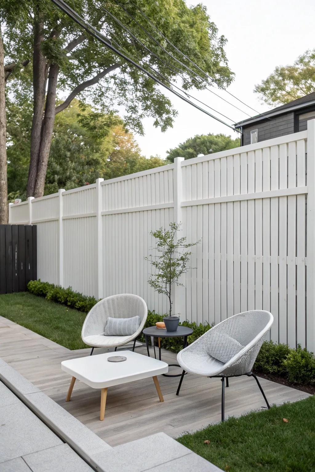An upright plank barrier imparts a modern aura to any outdoor environment.