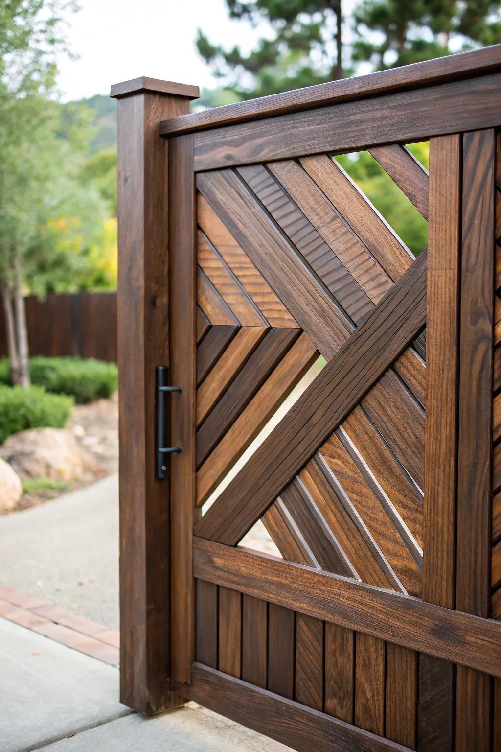 Elevate your yard with the artistry of geometric wood patterns.