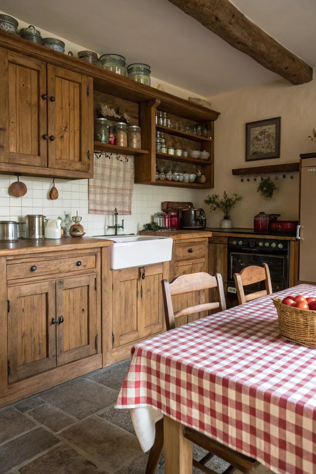 Oak cabinets add a rustic touch to your kitchen.