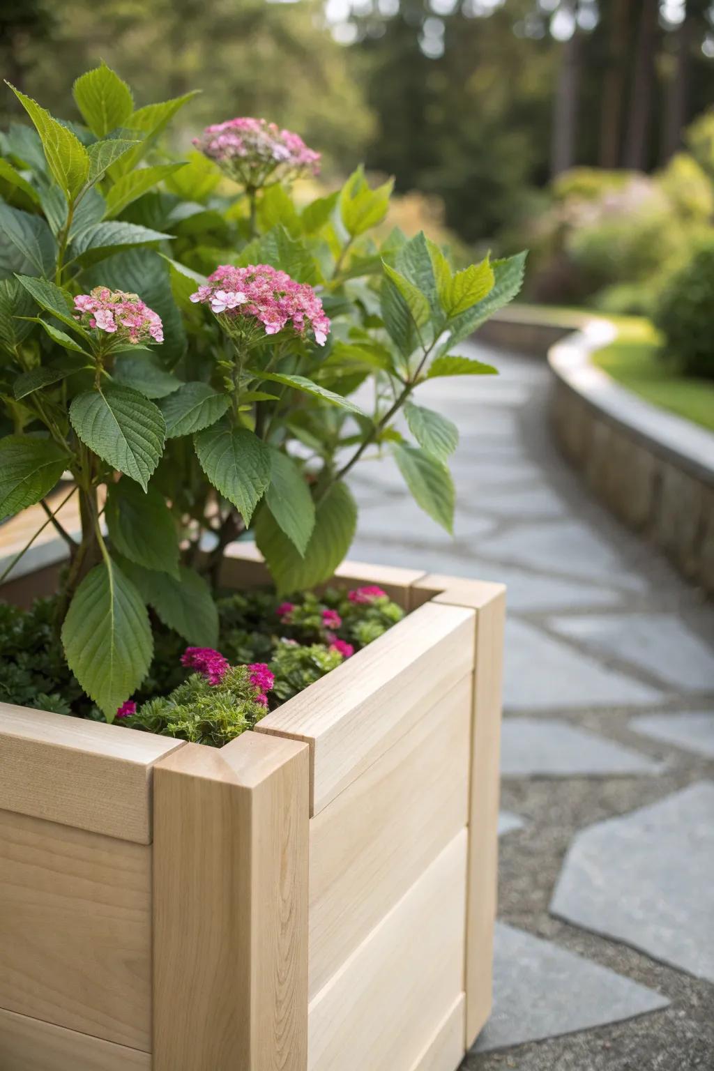 Elevate your garden's style with the timeless elegance of natural wood planters.