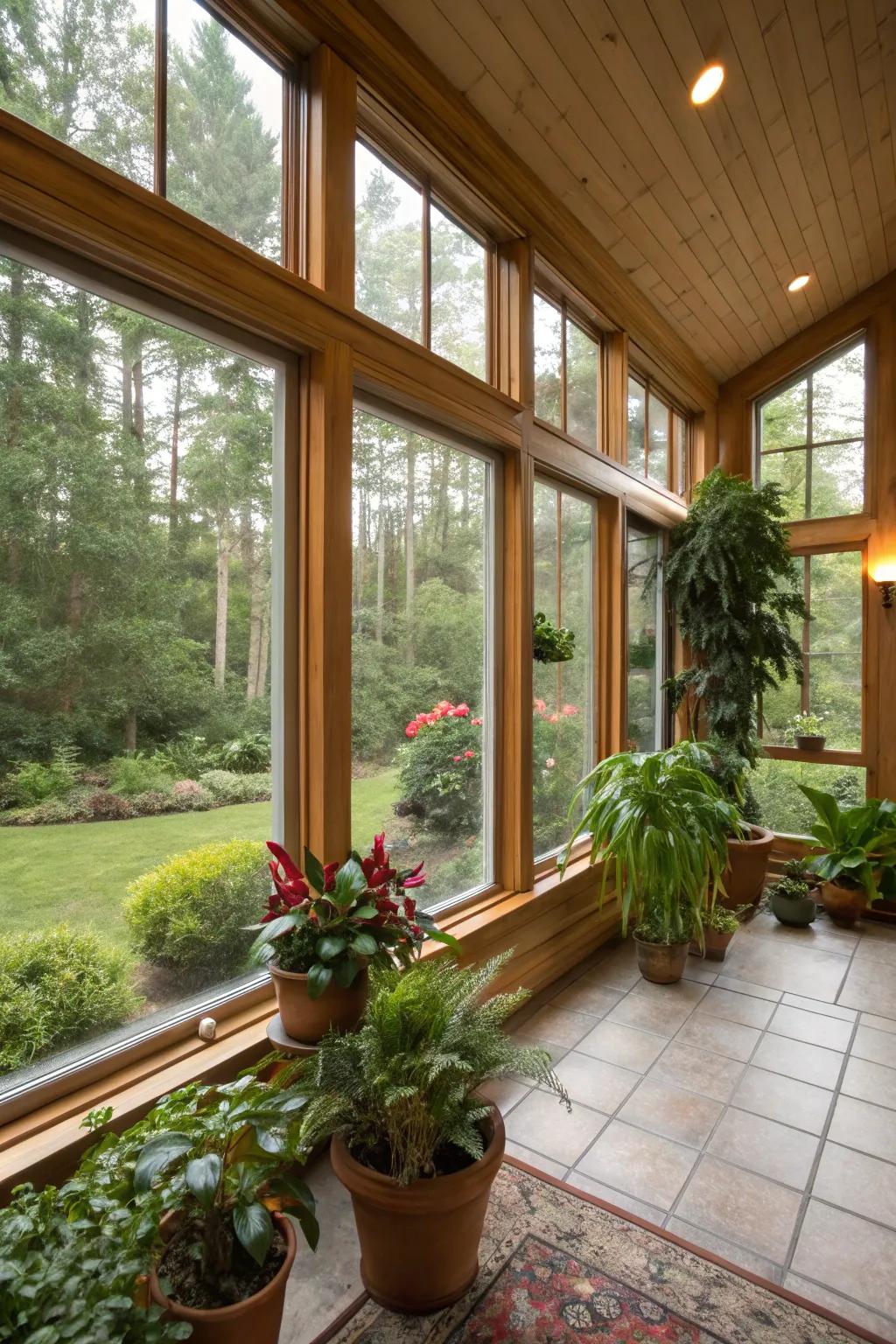 Nature seamlessly integrated into a four season room.