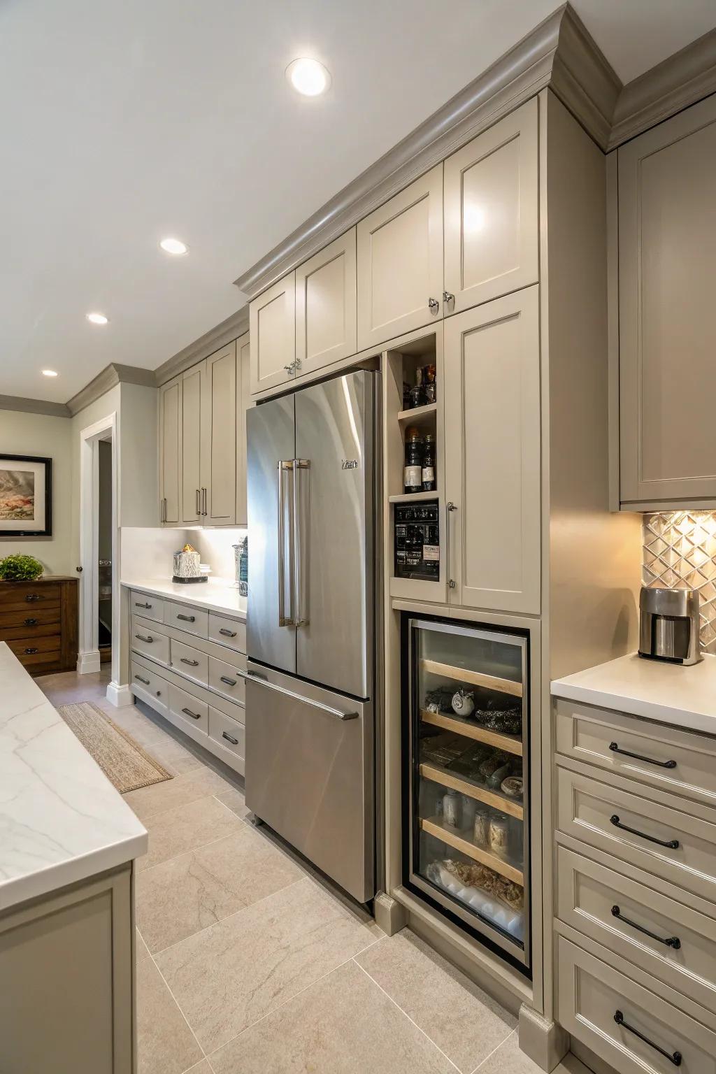 A built-in design offers a smooth and complete kitchen style.
