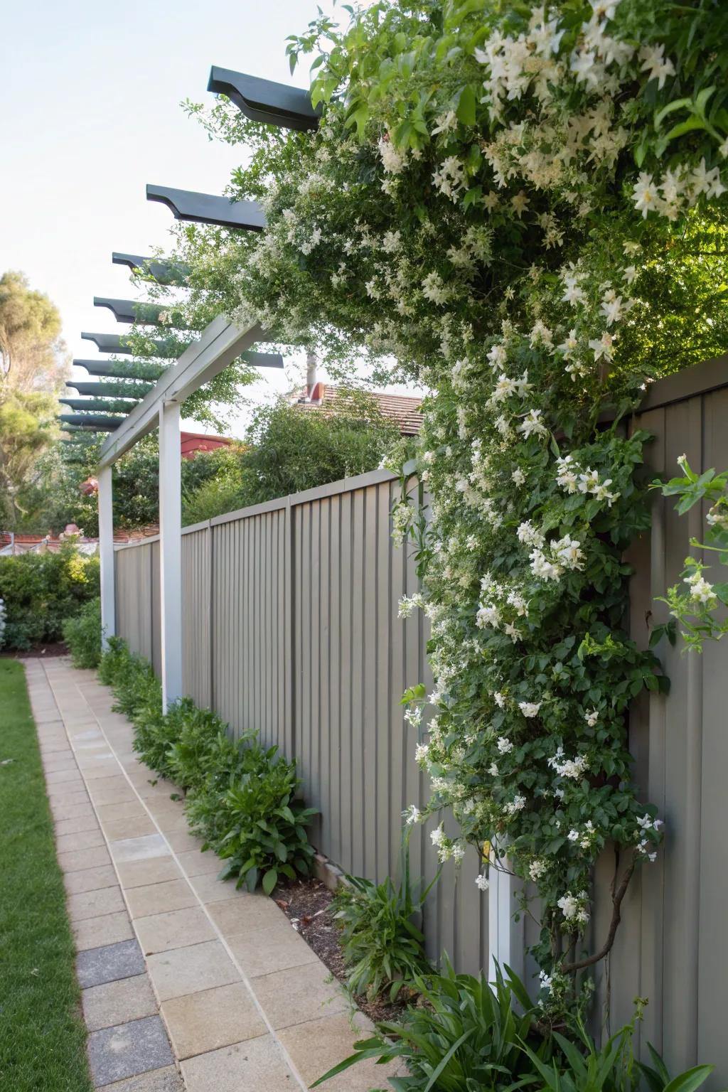 Pergolas introduce an element of sophistication to aluminum fencing.