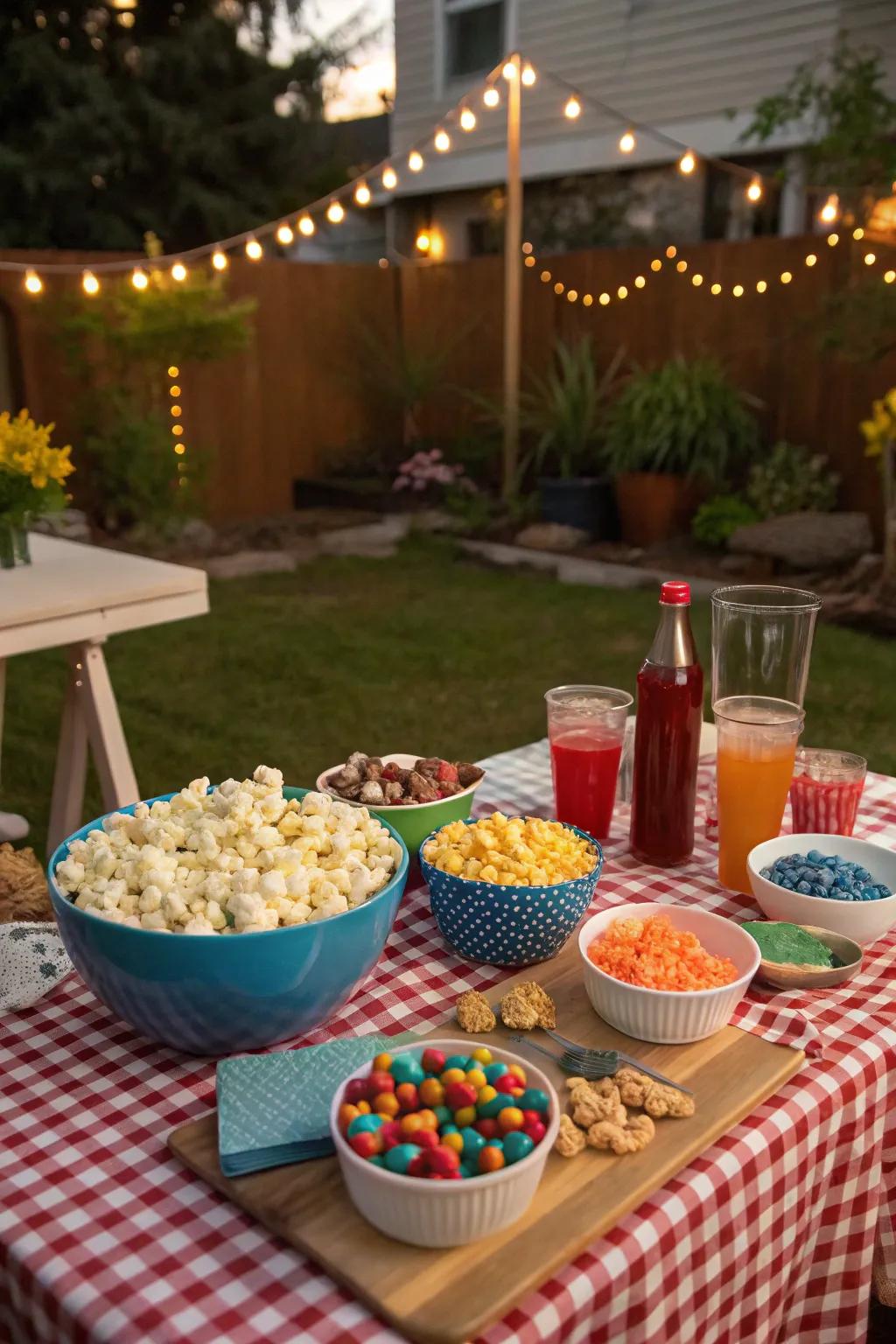 A refreshment center brings the quintessential cinema experience right to your garden.