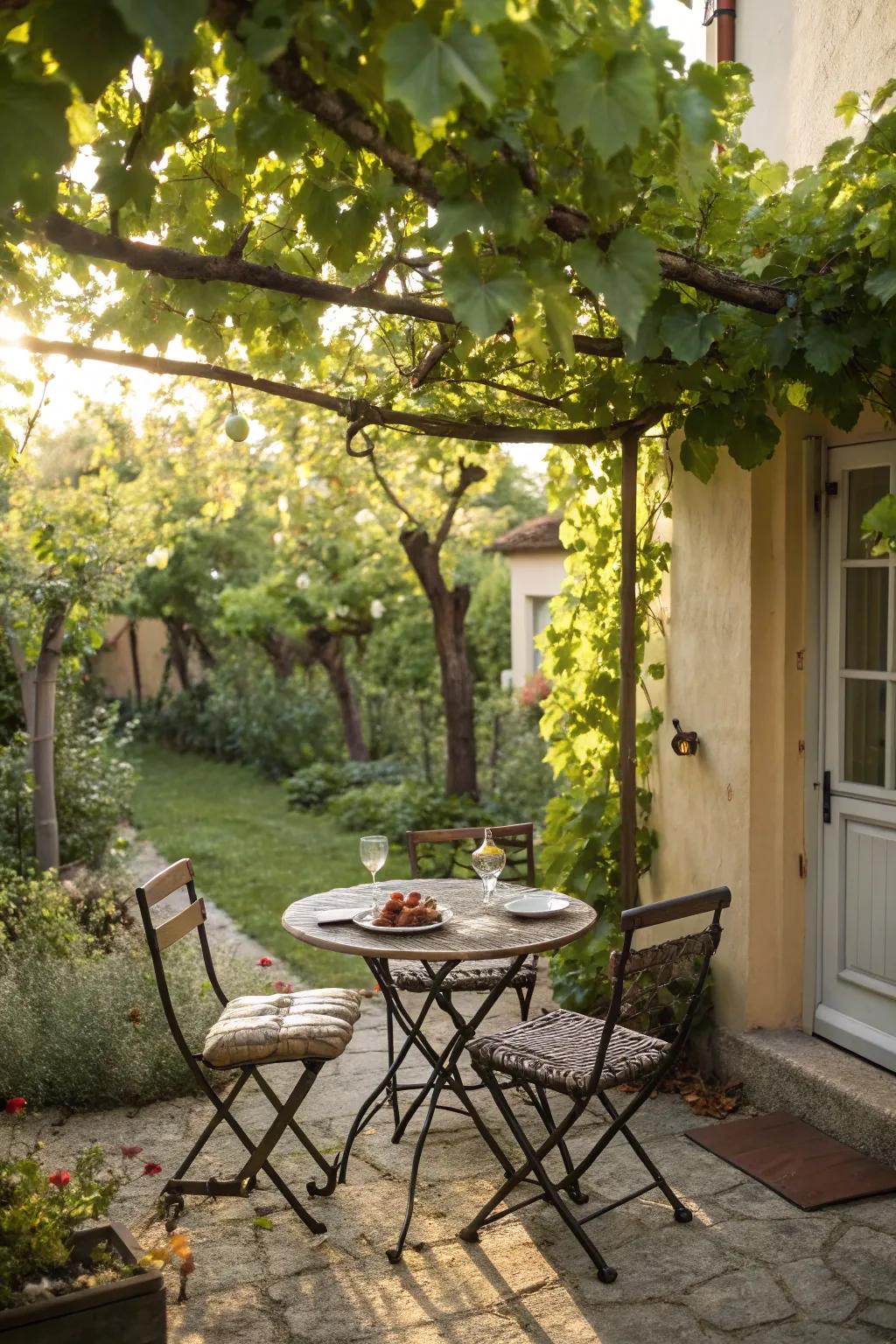 Unwind amidst your vineyard with this welcoming arrangement.