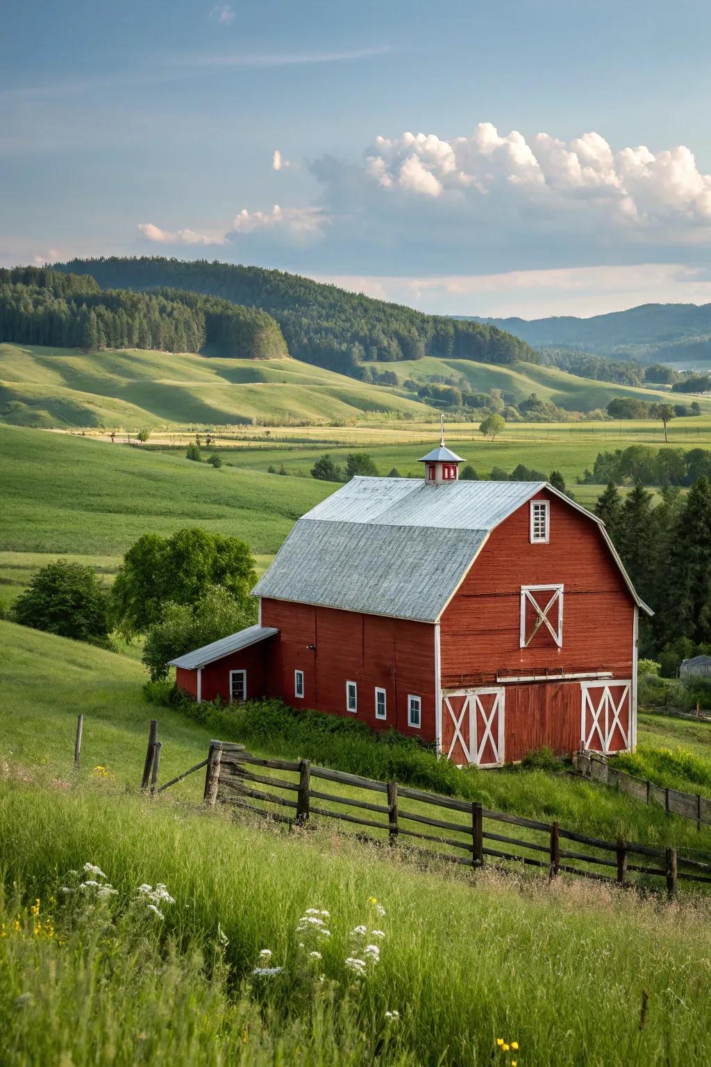 A classic country-style barn remains eternally stylish.