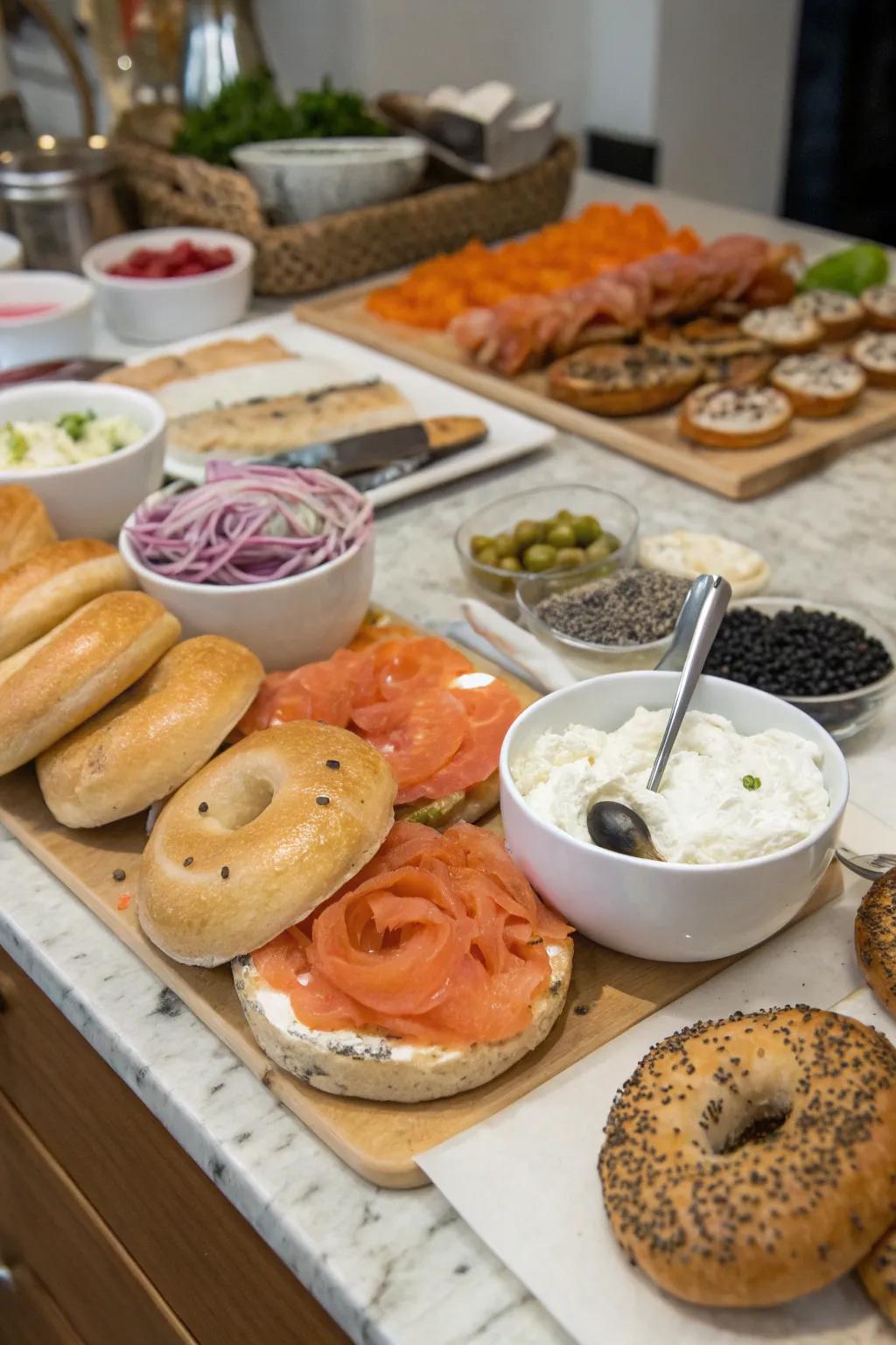 Design your ideal bagel with our personalized bagel bar.