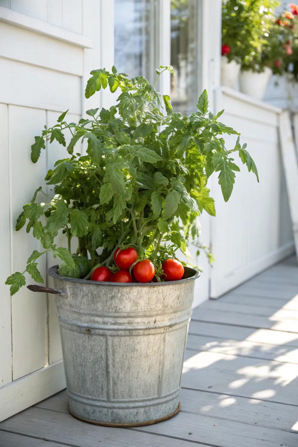 Transform old buckets into stunning garden planters with a touch of minimalist charm.