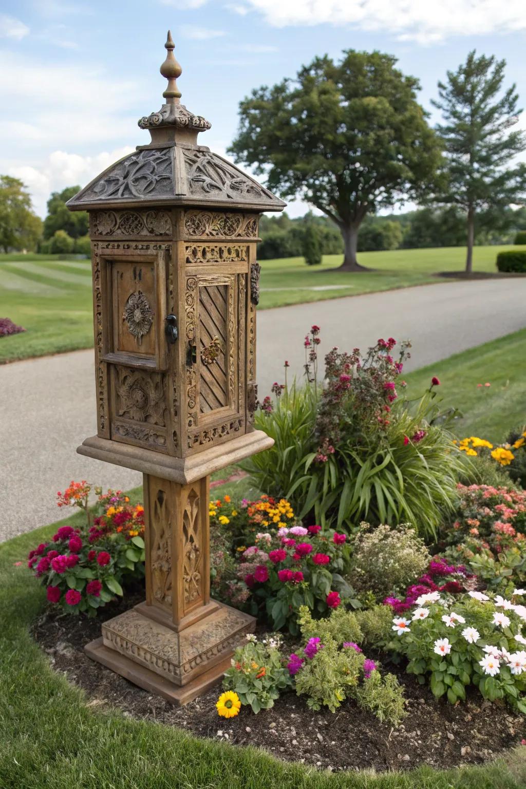 A decorative mailbox gives your entrance a personal touch.