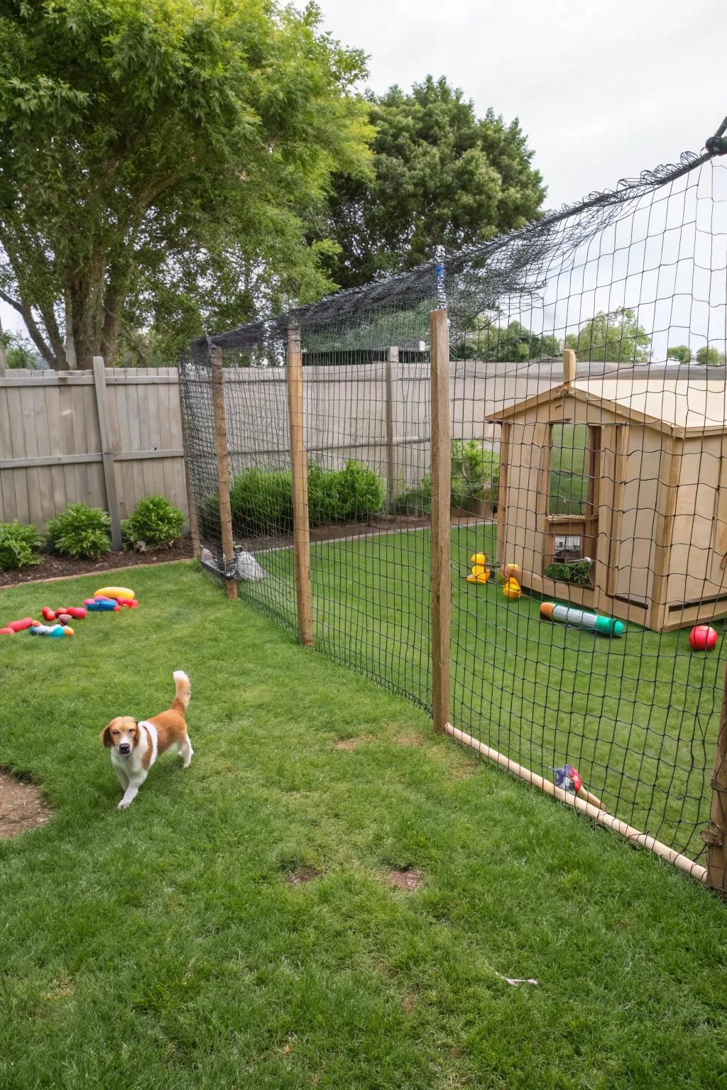 Poultry mesh is tailor-made for smaller canines needing a secure area.