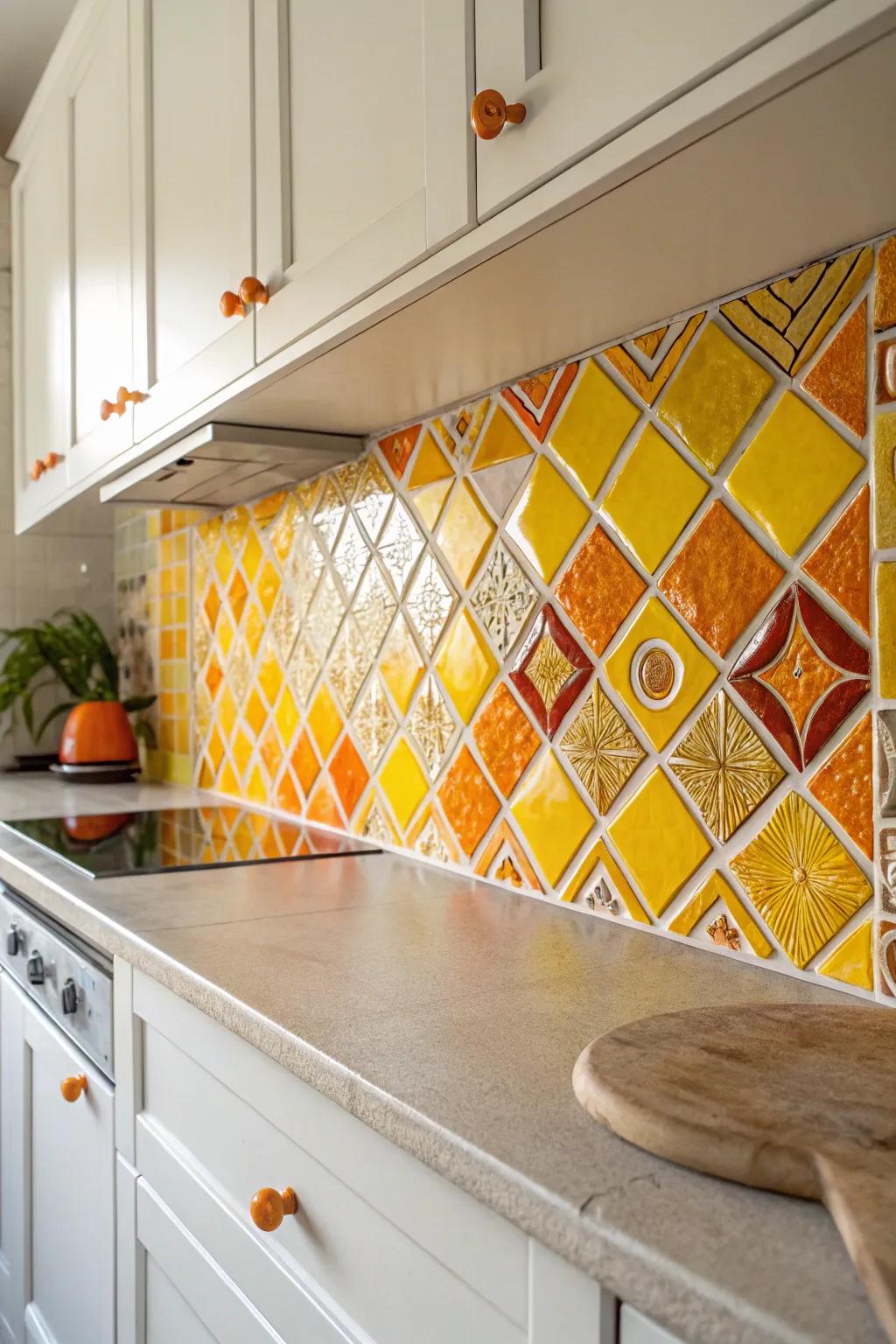 Bring a burst of sunshine into your kitchen with vibrant citrus-inspired mosaic tiles!