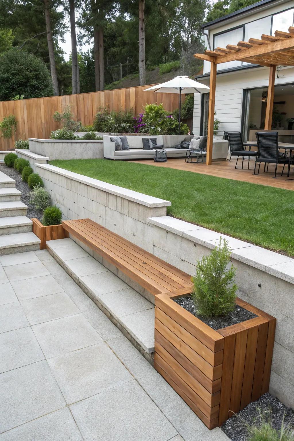 Blending elements crafts a distinctive and remarkable retaining structure.