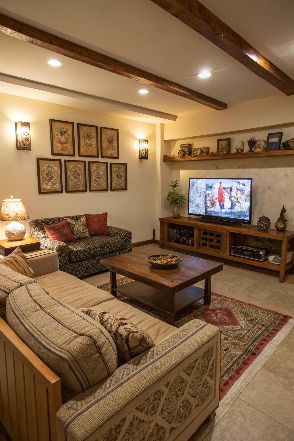 Comfortable seating plans that encourage relaxation and enhance TV viewing.