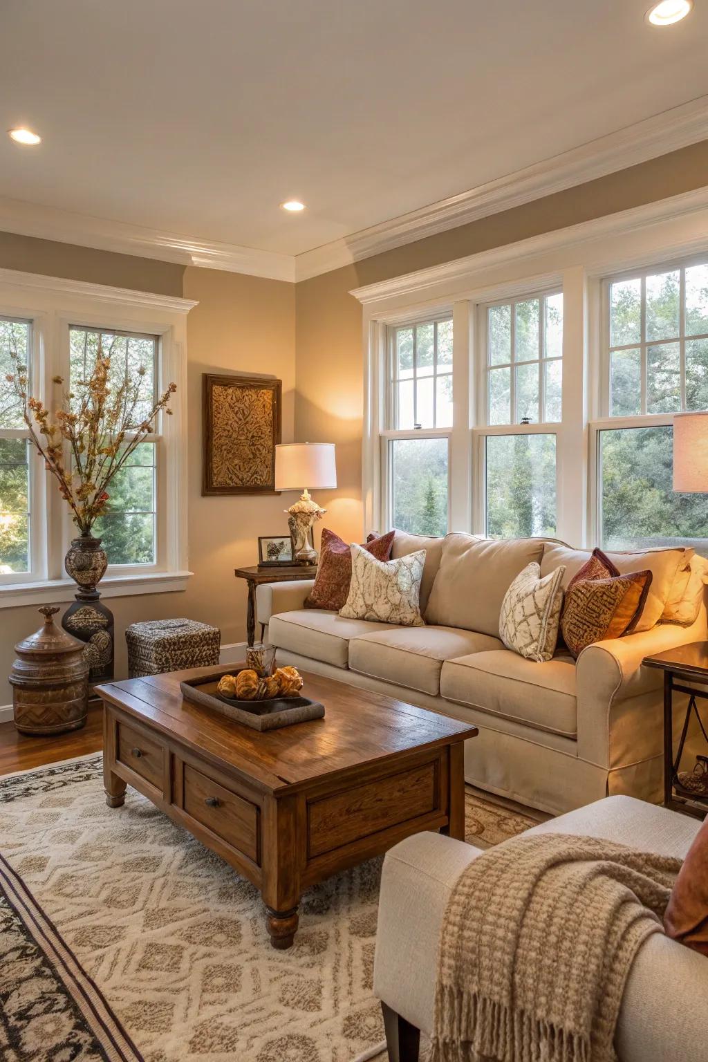 Soft tones provide a soothing and cozy foundation.