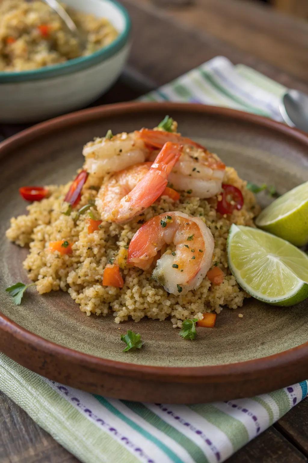 A fresh and light zesty shrimp and quinoa dish.