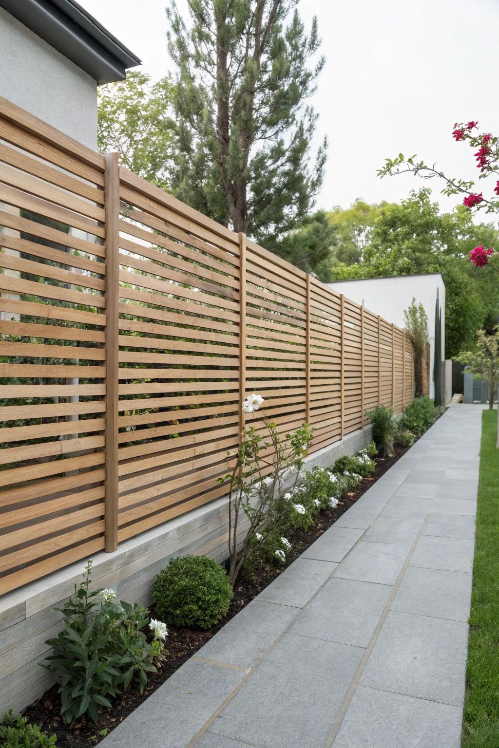 Even slats fashion a refined and contemporary fence aesthetic.