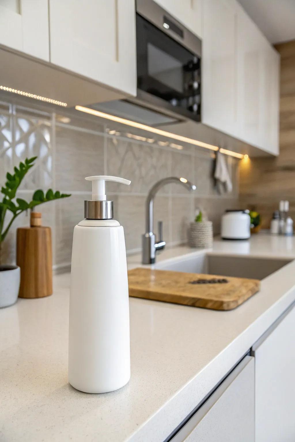 Sleek ceramic dispensers for a minimalist kitchen vibe.