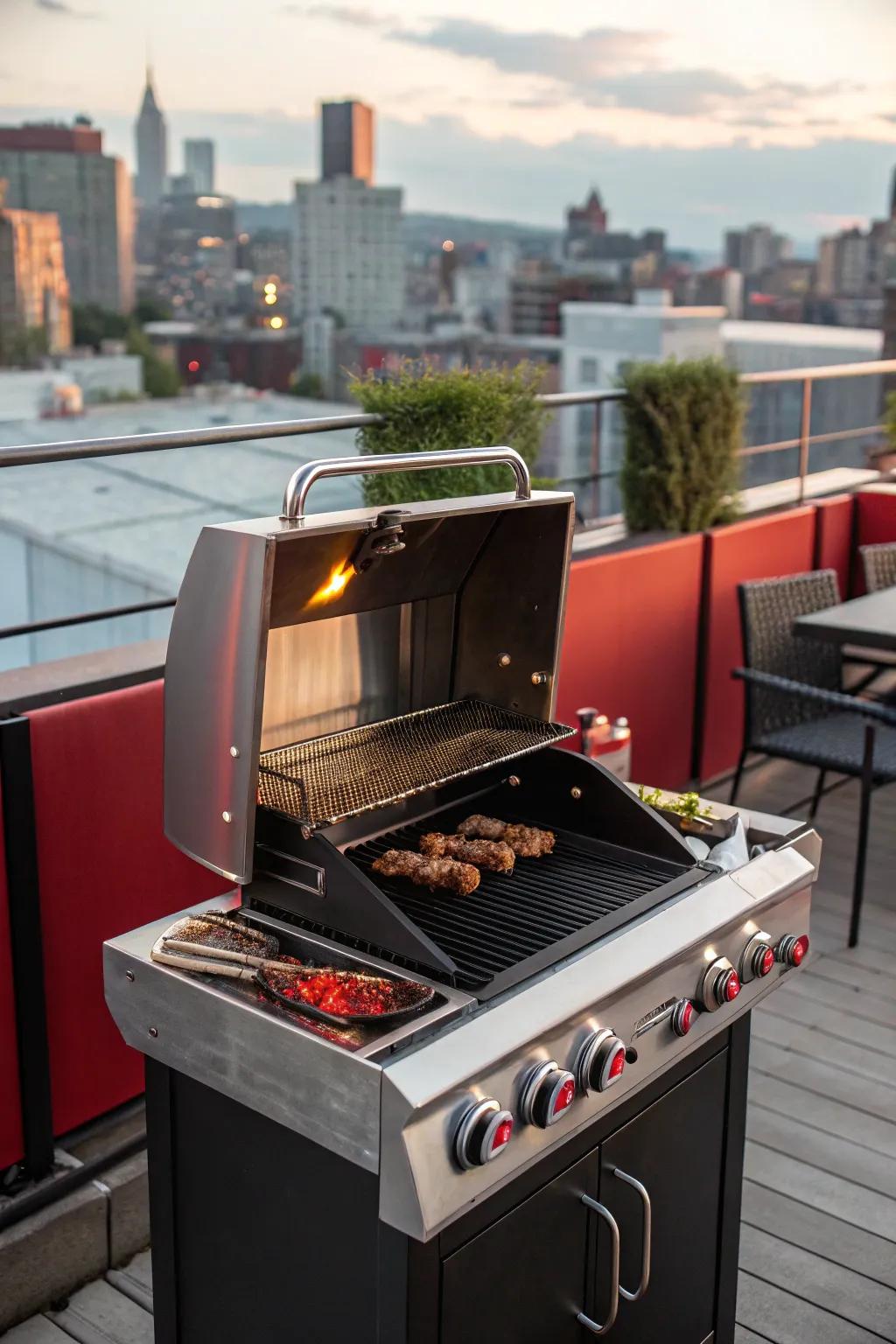 Elevate your barbecue game with this stylish DIY portable patio grill, perfect for any urban rooftop gathering.
