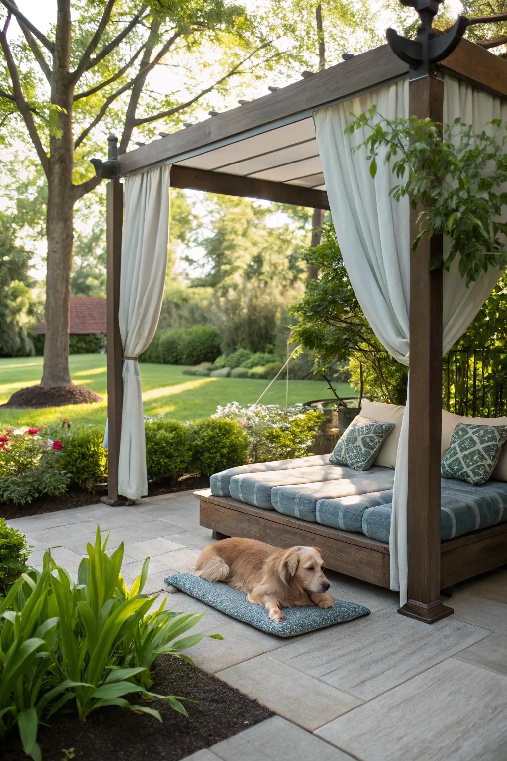 A stylish shaded space that’s great for relaxing.