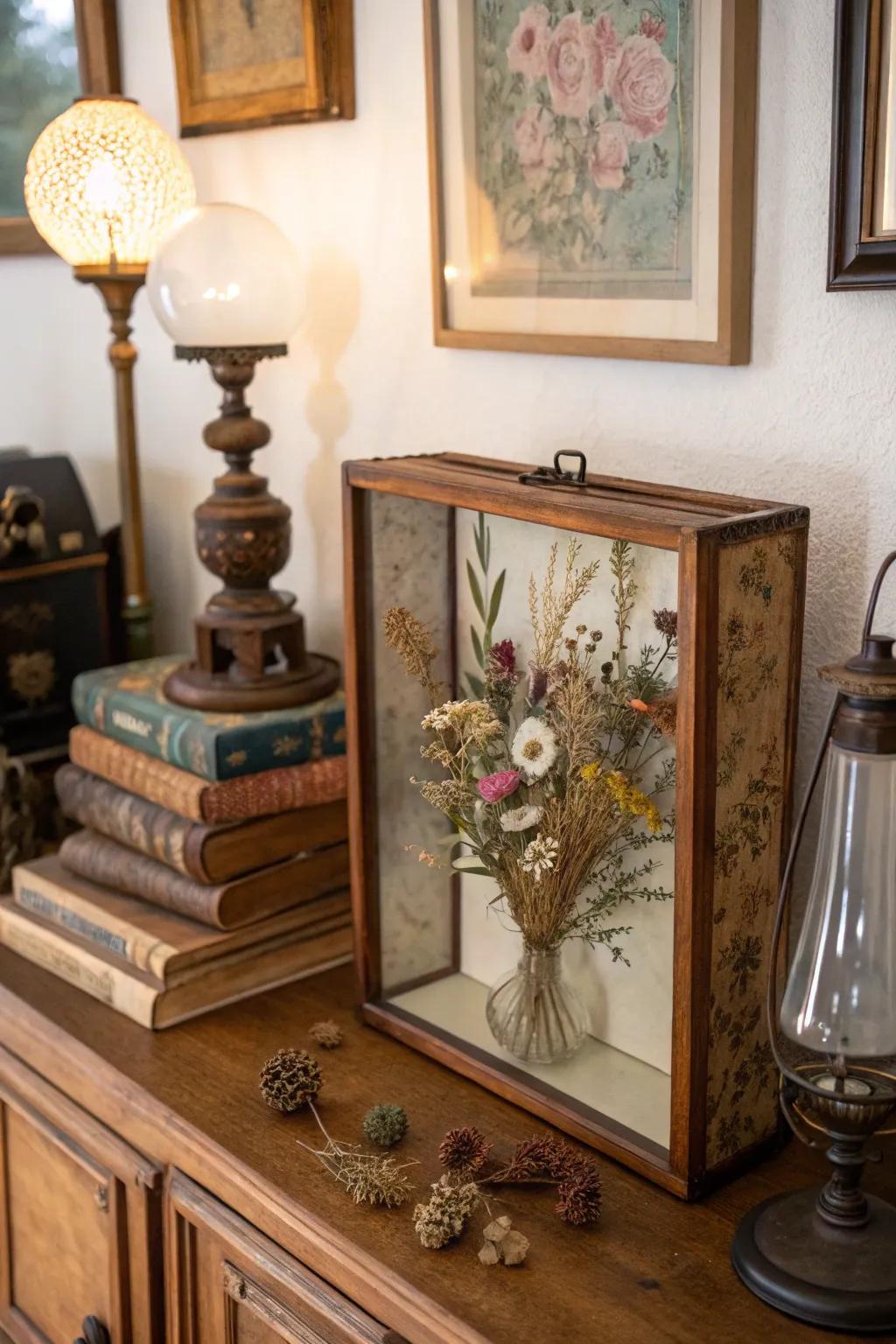 Capture the charm of yesteryears with a vintage-inspired display case.
