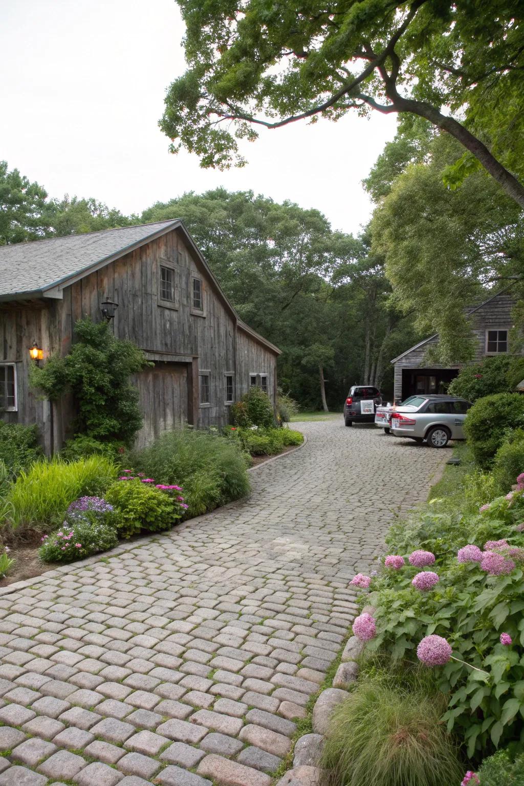 Cobblestones offer rustic elegance for a countryside feel.