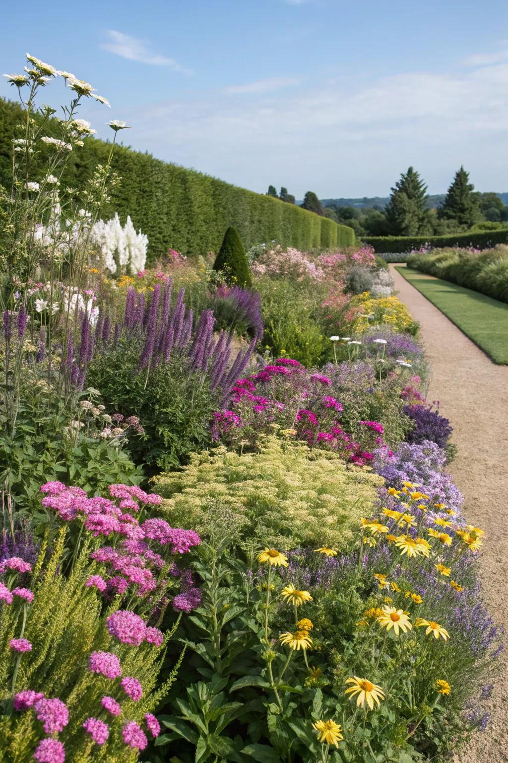 A vibrant herbaceous border infusing texture and hue.